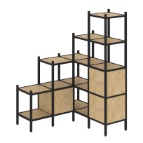 Loft Угловой внутренний стеллаж наборный VR.L-40 Тиквуд тёмный/Белый металл 1278×1278×1869 Loft Угловой внутренний стеллаж наборный VR.L-40 Тиквуд тёмный/Белый металл 1278×1278×1869