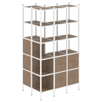 Loft Угловой внешний стеллаж наборный VR.L-54 Тиквуд тёмный/Белый металл 862×1278×2280
