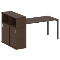 Metal System Quattro Стол офисный с шкафом-купе на П-образном м/к 40БП.РС-СШК-3.4 Т Вяз/Мокко металл 2010×1120×1098