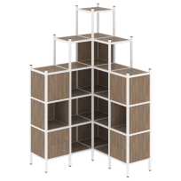 Loft Угловой внутренний стеллаж наборный VR.L-45 Тиквуд тёмный/Белый металл 1278×1278×2280 Loft Угловой внутренний стеллаж наборный VR.L-45 Тиквуд тёмный/Белый металл 1278×1278×2280