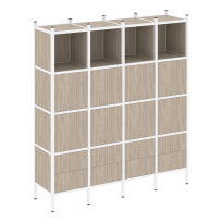 Loft Прямой стеллаж наборный VR.L-09 Тиквуд тёмный/Белый металл 1694×446×1869 Loft Прямой стеллаж наборный VR.L-09 Тиквуд тёмный/Белый металл 1694×446×1869