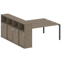 Бенч-стол на П-образном м/к с опорным шкафом-купе Metal system quattro 40×40 БП.РС-СШК-4.5 Т Акация/Антрацит металл 2210*2332*1098 Бенч-стол на П-образном м/к с опорным шкафом-купе Metal system quattro 40×40 БП.РС-СШК-4.5 Т Акация/Антрацит металл 2210*2332*1098