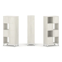 Стеллаж-перегородка односторонний средний четырёхъярусный Style Project SN.NS-421 Тиквуд Светлый/Металл Белый 754×400×1615 Стеллаж-перегородка односторонний средний четырёхъярусный Style Project SN.NS-421 Тиквуд Светлый/Металл Белый 754×400×1615