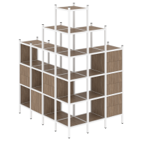 Loft Угловой внешний стеллаж наборный VR.L-56 Тиквуд тёмный/Белый металл 1694×1278×2280