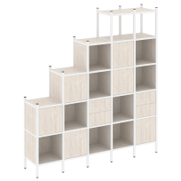 Loft Прямой стеллаж наборный VR.L-25 Тиквуд тёмный/Белый металл 2110×446×2280 Loft Прямой стеллаж наборный VR.L-25 Тиквуд тёмный/Белый металл 2110×446×2280