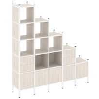 Loft Прямой стеллаж наборный VR.L-23 Тиквуд тёмный/Белый металл 2110×446×2280 Loft Прямой стеллаж наборный VR.L-23 Тиквуд тёмный/Белый металл 2110×446×2280