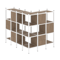 Loft Угловой внешний стеллаж наборный VR.L-52 Тиквуд тёмный/Белый металл 1694×1278×1458 Loft Угловой внешний стеллаж наборный VR.L-52 Тиквуд тёмный/Белый металл 1694×1278×1458