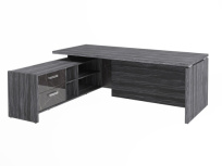 Стол для руководителя с опорной тумбой левый Festus FI-121L.GG / Фурнитура INOX / Древесина графит / Мрамор леванто белый Стол для руководителя с опорной тумбой левый Festus FI-121L.GG / Фурнитура INOX / Древесина графит / Мрамор леванто белый