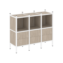 Loft Прямой стеллаж наборный VR.L-07 Тиквуд тёмный/Белый металл 1278×446×1047