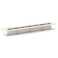 Стол для переговоров прямоугольный Steel Meet MM-PR.B.SP-24 / Тиквуд Светлый – Графит Глянец – Нержавеющая Сталь – Хром / 8000×1600×750 Стол для переговоров прямоугольный Steel Meet MM-PR.B.SP-24 / Тиквуд Светлый – Графит Глянец – Нержавеющая Сталь – Хром / 8000×1600×750