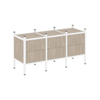 Loft Прямой стеллаж наборный VR.L-06 Тиквуд тёмный/Белый металл 1278×446×636