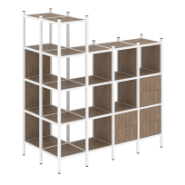 Loft Угловой внешний стеллаж наборный VR.L-57 Тиквуд тёмный/Белый металл 862×1694×1869