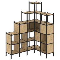 Loft Угловой внутренний стеллаж наборный VR.L-44 Тиквуд тёмный/Белый металл 1694×1278×2280 Loft Угловой внутренний стеллаж наборный VR.L-44 Тиквуд тёмный/Белый металл 1694×1278×2280