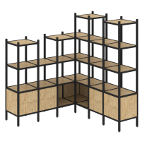 Loft Угловой внутренний стеллаж наборный VR.L-41 Тиквуд тёмный/Белый металл 1694×1694×1869 Loft Угловой внутренний стеллаж наборный VR.L-41 Тиквуд тёмный/Белый металл 1694×1694×1869