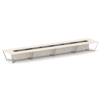 Стол для переговоров прямоугольный Steel Meet KM-PR.B.SP-24 / Тиквуд Светлый – Графит Глянец – Металл Серый / 8000×1600×750