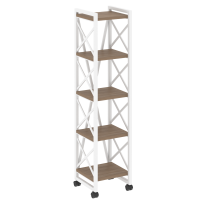 Loft Стеллаж на колесных опорах-5 полок VR.L-MST.K-5.4 Тиквуд тёмный/Чёрный металл 400×400×1704 Loft Стеллаж на колесных опорах-5 полок VR.L-MST.K-5.4 Тиквуд тёмный/Чёрный металл 400×400×1704