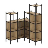 Loft Угловой внутренний стеллаж наборный VR.L-39 Тиквуд тёмный/Белый металл 1278×1278×1869 Loft Угловой внутренний стеллаж наборный VR.L-39 Тиквуд тёмный/Белый металл 1278×1278×1869