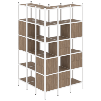 Loft Угловой внешний стеллаж наборный VR.L-53 Тиквуд тёмный/Белый металл 1278×1278×2280 Loft Угловой внешний стеллаж наборный VR.L-53 Тиквуд тёмный/Белый металл 1278×1278×2280
