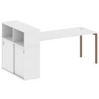 Metal System Quattro Стол офисный с шкафом-купе на П-образном м/к 40БП.РС-СШК-3.5 Т Вяз/Мокко металл 2210×1120×1098