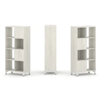 Стеллаж-перегородка двухсторонний средний четырёхъярусный Style Project SN.NSD-421 Тиквуд Светлый/Металл Белый 754×400×1615 Стеллаж-перегородка двухсторонний средний четырёхъярусный Style Project SN.NSD-421 Тиквуд Светлый/Металл Белый 754×400×1615