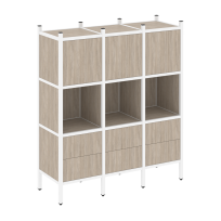 Loft Прямой стеллаж наборный VR.L-08 Тиквуд тёмный/Белый металл 1278×446×1458