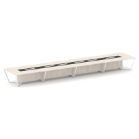 Стол для переговоров прямоугольный Steel Meet KM-PR.B.SP-24 / Тиквуд Светлый – Графит Глянец – Металл Белый / 8000×1600×750 Стол для переговоров прямоугольный Steel Meet KM-PR.B.SP-24 / Тиквуд Светлый – Графит Глянец – Металл Белый / 8000×1600×750