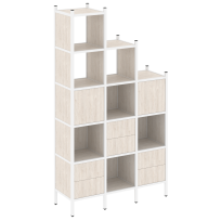 Loft Прямой стеллаж наборный VR.L-22 Тиквуд тёмный/Белый металл 1278×446×2280